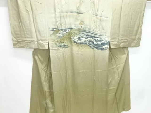 アンティーク　冨獄三十六景模様単衣男物長襦袢